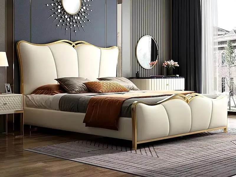 Elegant upholstered bed by Tawakkal Interiors