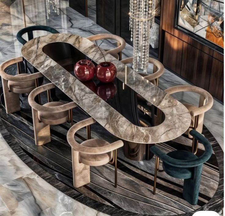 Elegant contemporary table in a refined interior by Tawakkal Interiors